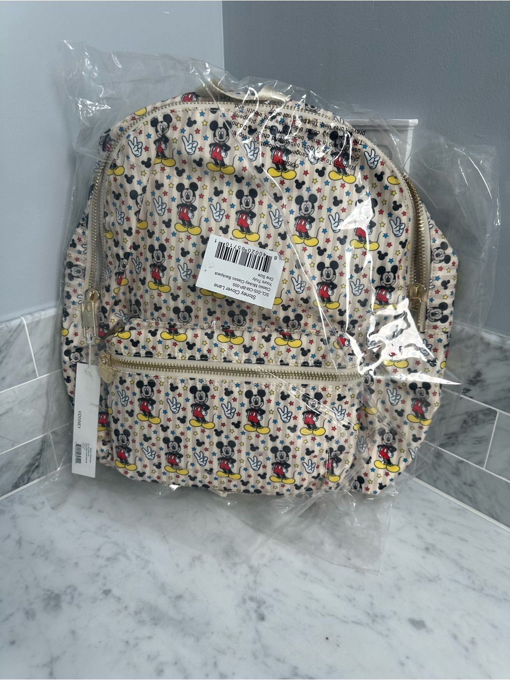 Mickey Mouse Cream Patterned Mini Backpack